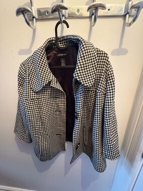 Lane Bryant Black & White Houndstooth Pea Coat